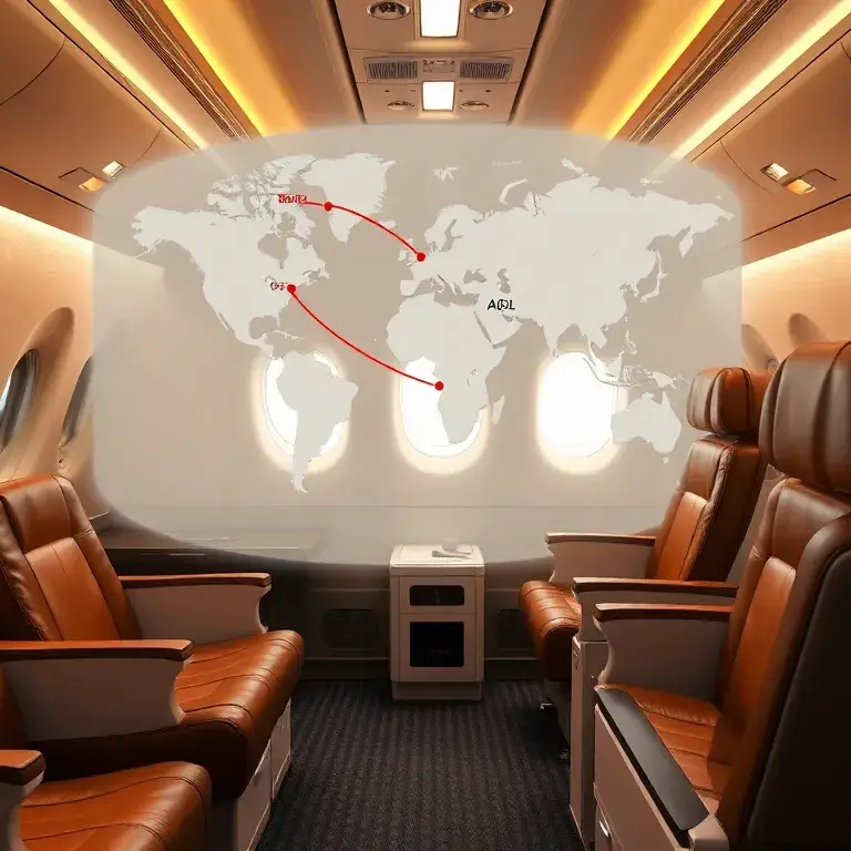 Australien-Deal: €2.291 Business Class Sofia–Adelaide: Fotorealistisches Hauptbild einer luxuriösen Turkish Airlines Business Class Kabine …