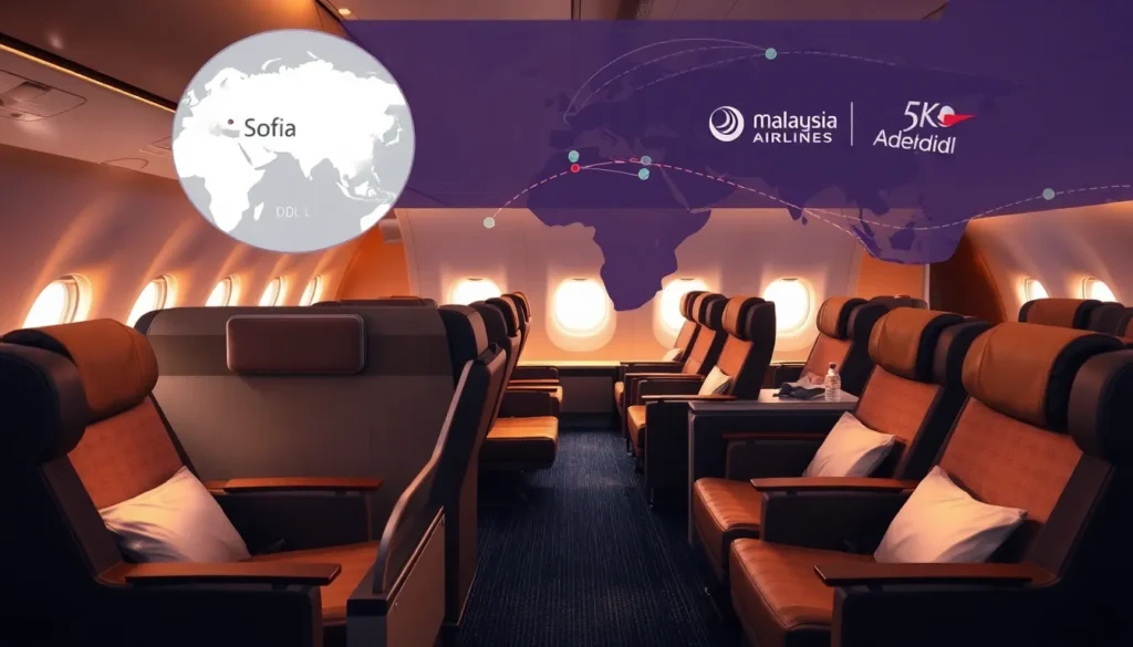 Australien: €2.291 Business Class Sofia–Adelaide - Reiseziel: Fotorealistisches Bild einer luxuriösen Business Class Kabine mit vollständig…