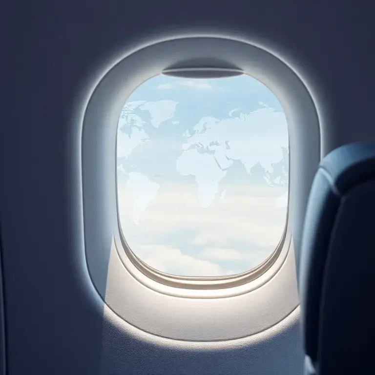 Australien: €2.291 Business Class Sofia–Adelaide: Luxuriöse Airbus A350 Business Class Kabine im Fokus, Blick durch das Fenster auf eine We…