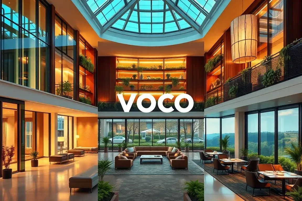 Die 10 günstigsten voco-Hotels: Eine hochwertige Bildkomposition, die die weltweite Vielfalt von voco-Hotels zeigt: moderne Fassaden, einla…
