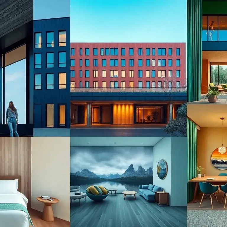 Die 10 günstigsten voco-Hotels weltweit: Eine stilvolle Collage moderner voco-Hotels weltweit in einem harmonischen Farbschema; zeitgenössi…