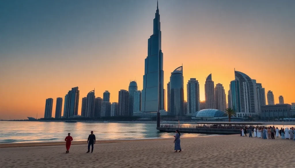 Dubai entdecken: Geschichte, Architektur und Kultur - Dubai heute: Geschichte, Architektur und Lebensstil: Mid-Post-Bildprompt: Eine Panora…