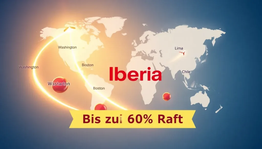 Iberia Plus: Bis zu 60% Rabatt auf Award-Flüge - Aktuelle Iberia Plus Deals und Avios-Transfers: Midjourney Bildprompt: Erzeuge ein detaill…