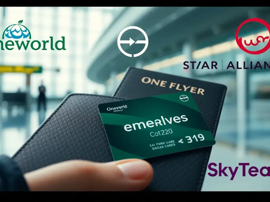 Status-Match Emerald: RAM Safar Flyer (€647): Stil: Cinematic und hyperrealistisch; Format: 16:9; Szene: Nahaufnahme eines Reisepasses, ein…