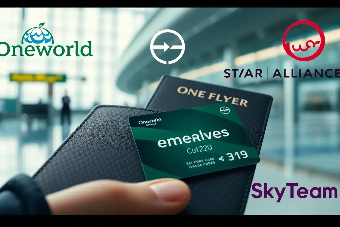 Status-Match Emerald: RAM Safar Flyer (€647): Stil: Cinematic und hyperrealistisch; Format: 16:9; Szene: Nahaufnahme eines Reisepasses, ein…