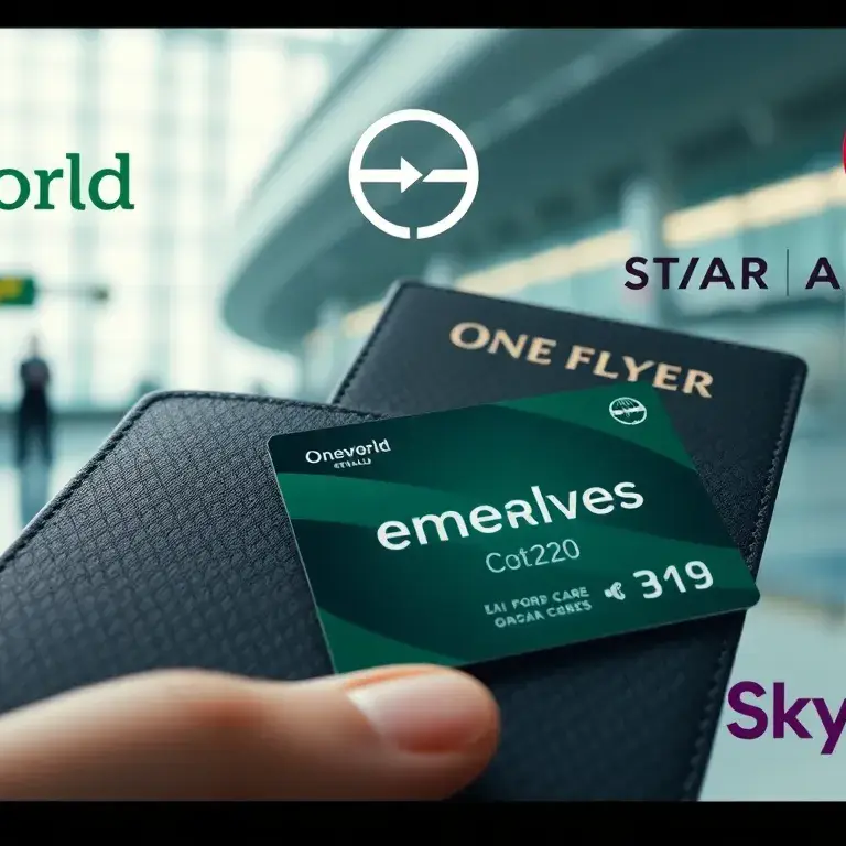 Status-Match Emerald: RAM Safar Flyer (€647): Stil: Cinematic und hyperrealistisch; Format: 16:9; Szene: Nahaufnahme eines Reisepasses, ein…