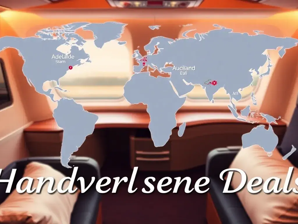 Unsere handverlesenen Deals der Woche: Eine hochwertige Travel-Deal-Cover-Szene: Eine luxuriöse Turkish Airlines Business Class-Kabine im V…