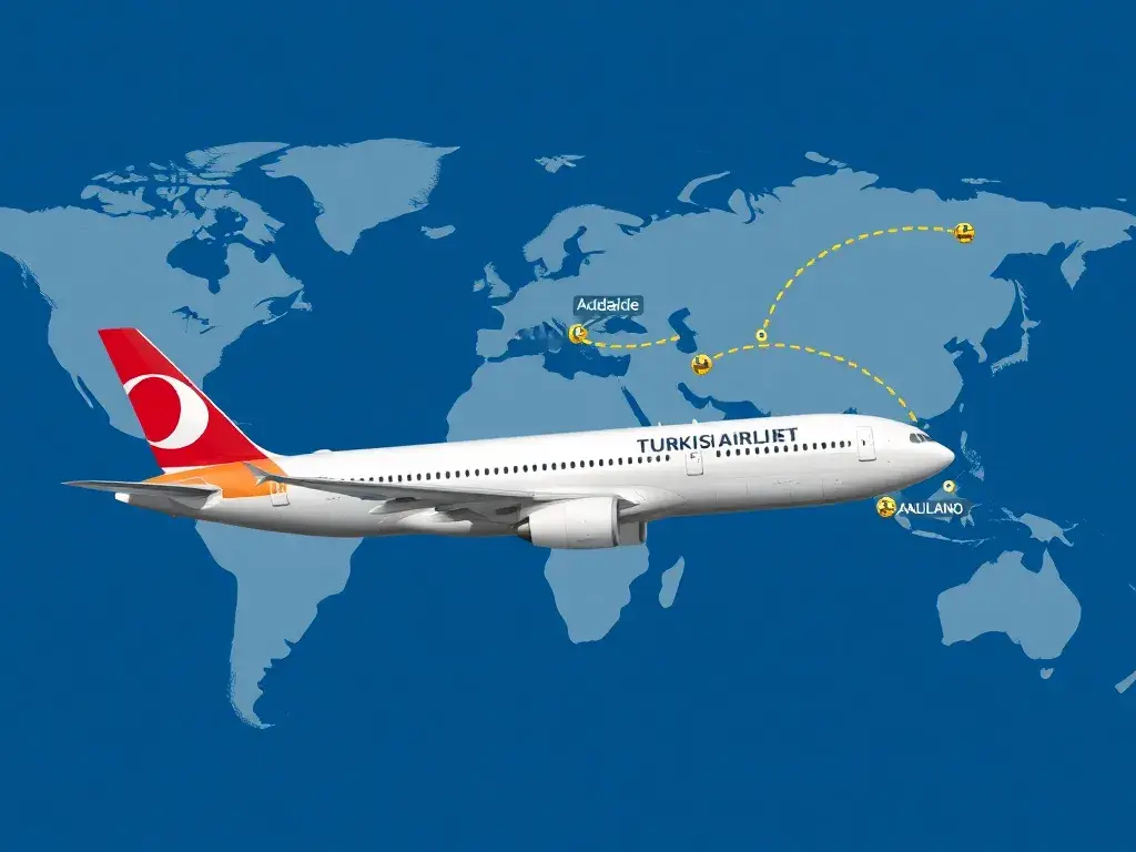 Unsere Handverlesenen Deals der Woche: Turkish nach Adelaide: Ein hochwertiges Header-Bannerbild für einen Travel-Deal-Blog: Vordergrund ei…