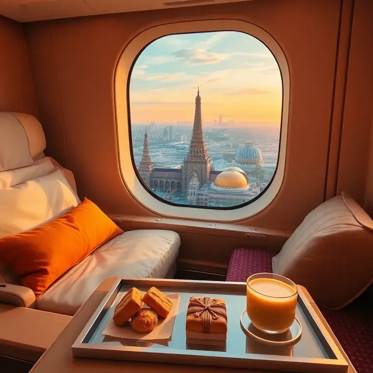 Unsere handverlesenen Dealz der Woche: Oman Air & Eurowings: Ein hochauflösendes Travel-Editorial-Hero-Bild: Luxuriöse Oman Air Business Cl…