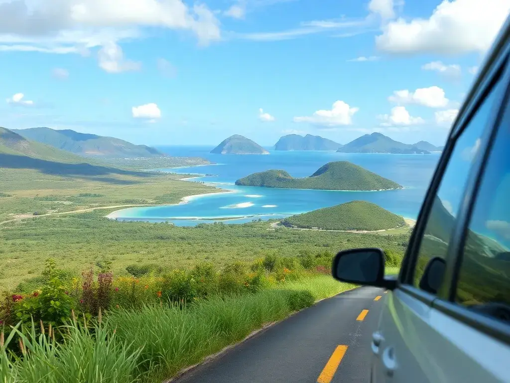 12 Tage Flores: Roadtrip-Highlights: Eine epische Flores-Roadtrip-Landschaft: kurvenreiche Küstenstraße, grüne Vulkanlandschaften, türkisfa…