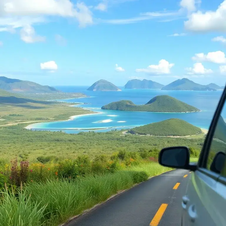 12 Tage Flores: Roadtrip-Highlights: Eine epische Flores-Roadtrip-Landschaft: kurvenreiche Küstenstraße, grüne Vulkanlandschaften, türkisfa…