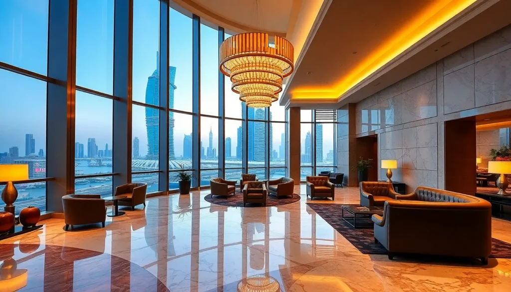 Conrad Dubai: Start ab 108 €/Nacht – Frühstück & Boni - Das Conrad Dubai – Luxushotel und Lage: AI image prompt: Foto-realistische Darstell…