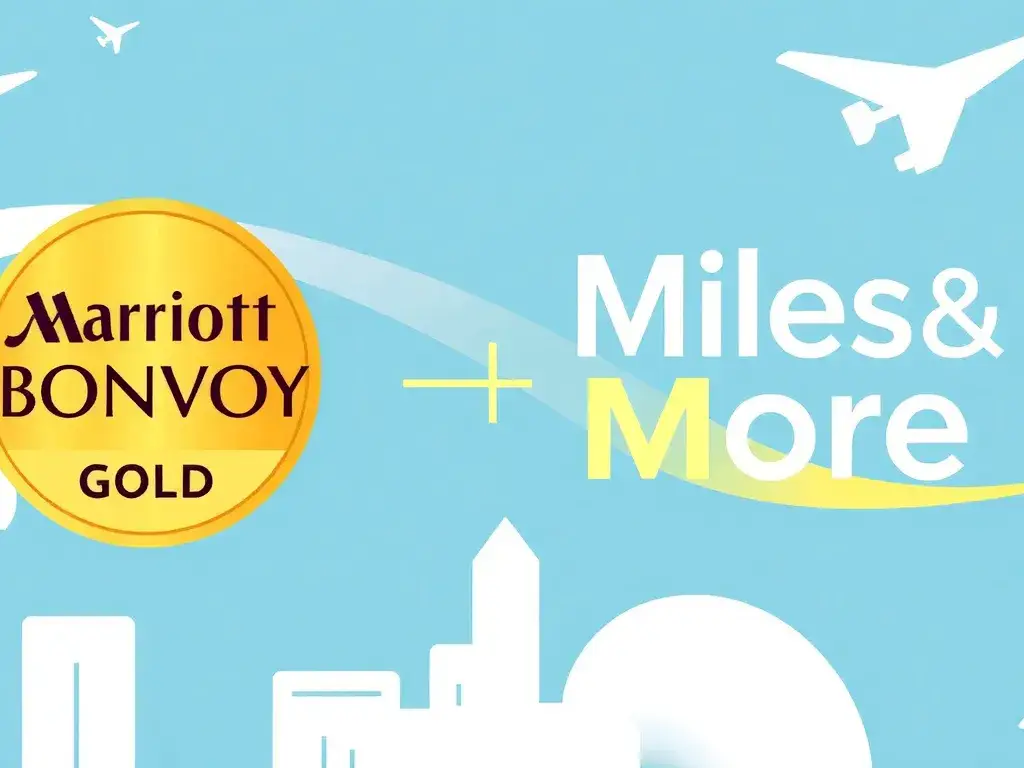Marriott Bonvoy Status: Gold Match & 120 Miles&More Punkte: Ein hochwertiges Bannerbild: Marriott Bonvoy Gold Status Symbol neben dem Miles…