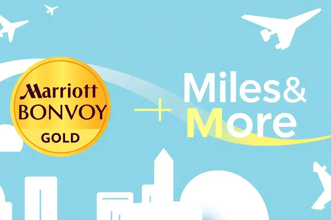 Marriott Bonvoy Status: Gold Match & 120 Miles&More Punkte: Ein hochwertiges Bannerbild: Marriott Bonvoy Gold Status Symbol neben dem Miles…