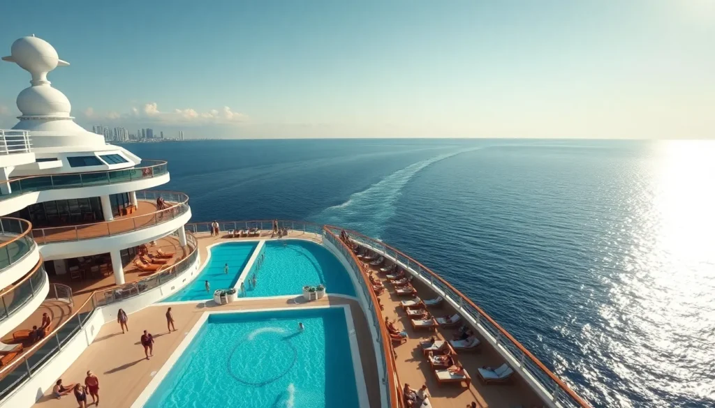 MSC Divina: 15-Nacht Transatlantik Miami–Rom im April - Das Schiff: Eine hochdetaillierte, realistische Rendering-Szene der MSC Divina auf …