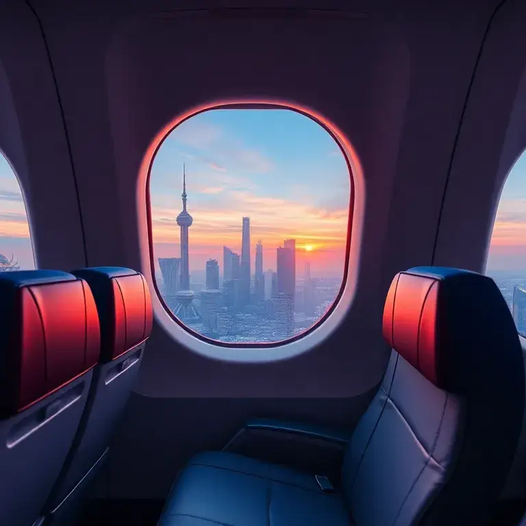 Shanghai Nanjing: Premium Economy ab Amsterdam: Hochauflösendes Header-Bild eines Premium-Economy-Sitzes in einem modernen Airbus A350, Bli…