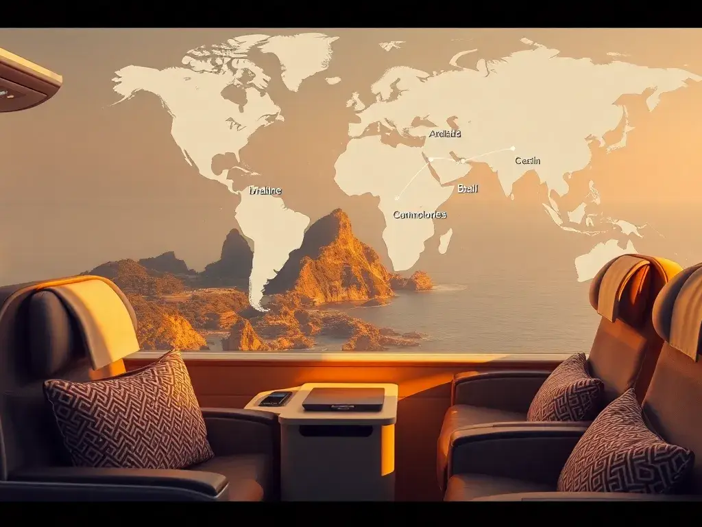 Unsere handverlesenen Deals der Woche: Ein hochauflösendes Travel-Deal-Banner: Die Turkish Airlines Business Class-Kabine mit großzügigen S…