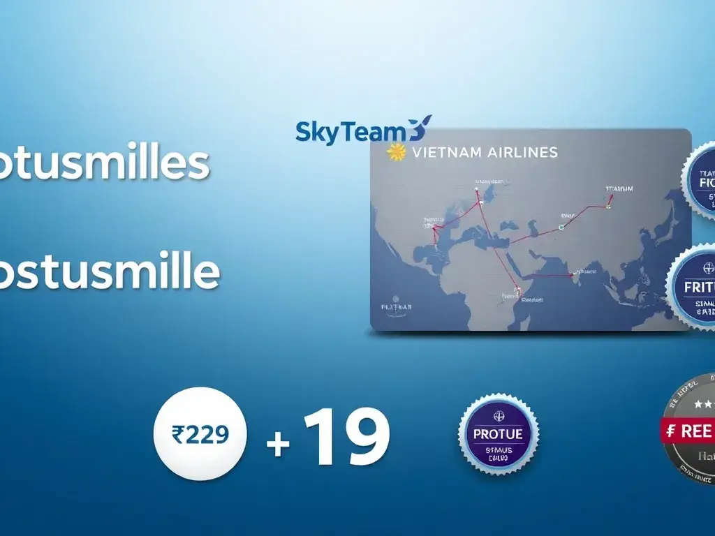 Vietnam Airlines Lotusmiles Statusmatch ab 129 USD: Eine hochwertige Banner-Grafik, die das Lotusmiles-Statusmatch-Programm von Vietnam Air…