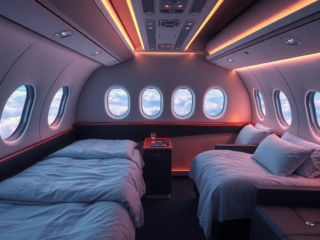 Buenos Aires Erste Klasse: Oslo nach EZE für €4.050: AI image prompt: Eine realistische Darstellung der American Airlines First Class Kabin…