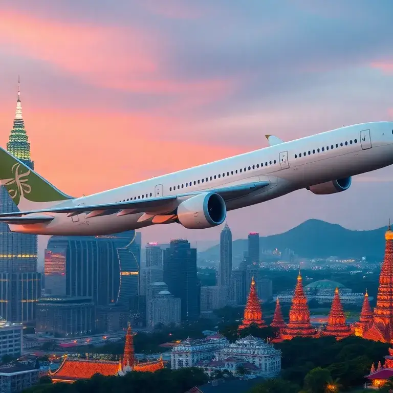 Kuala Lumpur, Bangkok, Bali & More: Saudia-Flüge ab 303€: Eine eindrucksvolle Reise-Headergrafik: Eine Saudia Boeing 787 im Vordergrund, fl…