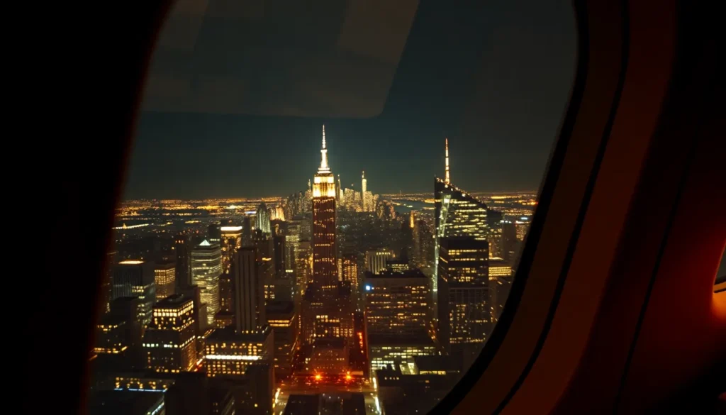New York €1.722 mit La Compagnie – Business Class nonstop - Fazit: Eine eindrucksvolle Aufnahme der New Yorker Skyline bei Nacht, mit Blick…