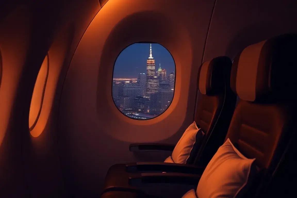 New York €1.722 mit La Compagnie – Business Class nonstop: Eine stilvolle Aufnahme der La Compagnie Airbus A321 in der Business Class, luxu…