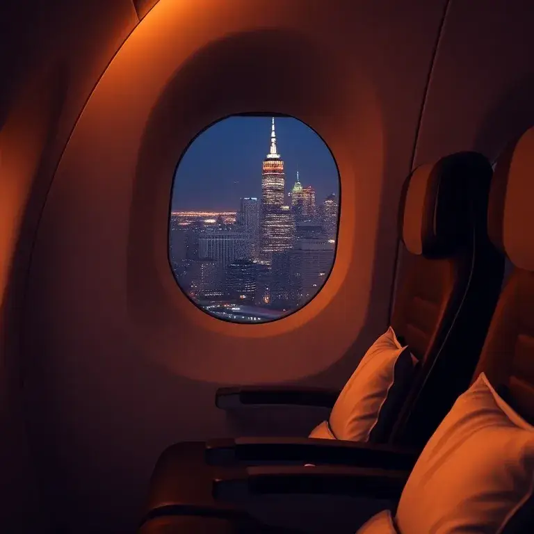 New York €1.722 mit La Compagnie – Business Class nonstop: Eine stilvolle Aufnahme der La Compagnie Airbus A321 in der Business Class, luxu…