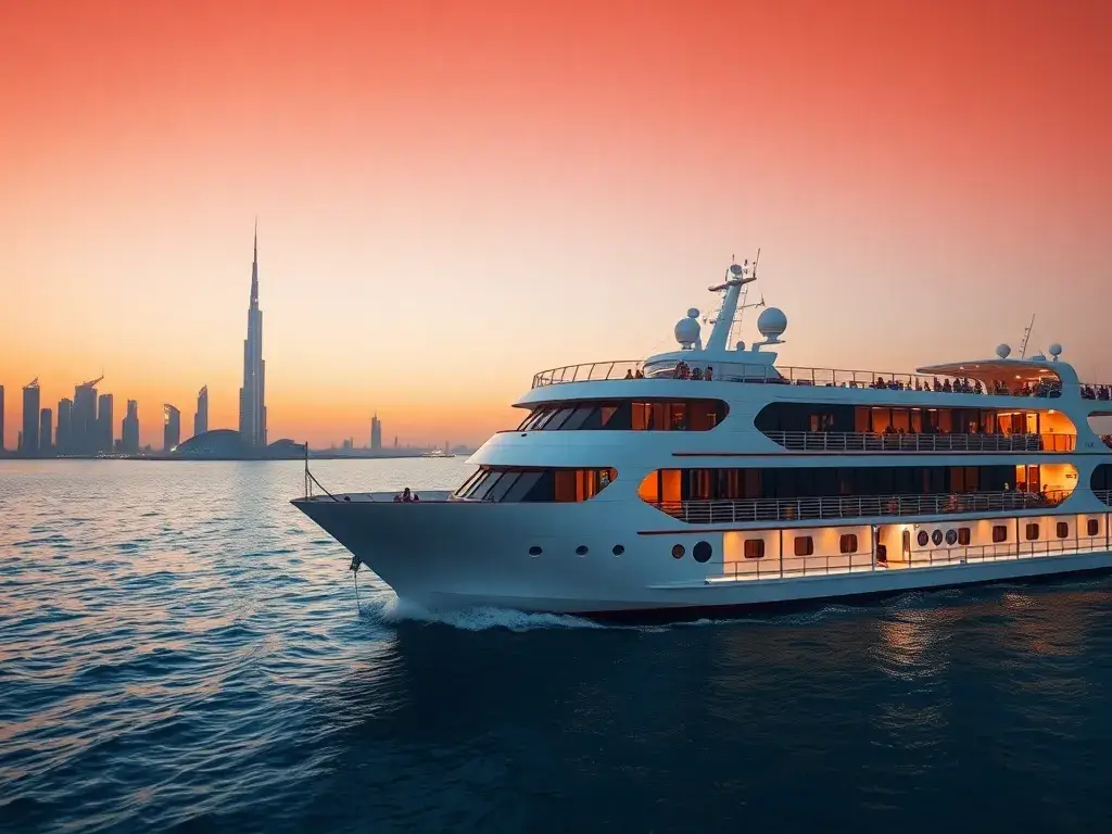 Celestyal Dubai-Kreuzfahrten im Winter ab 309€: Eine stilvolle Hauptaufnahme eines modernen Celestyal-Kreuzfahrtschiffs (Discovery oder Jou…