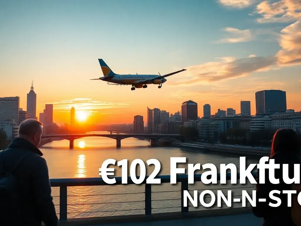 Frankfurt: €102 Non-Stop – Condor-Schnäppchen aus 4 EU-Ländern: Eine hochauflösende Hauptbild-Komposition: Ein Condor-Flugzeug in Gelb-Blau…