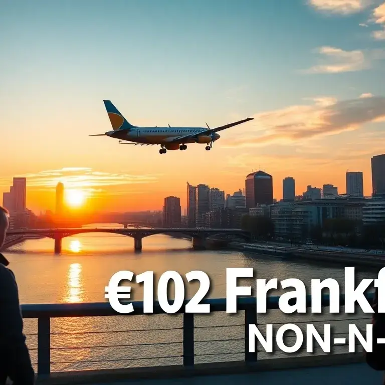 Frankfurt: €102 Non-Stop – Condor-Schnäppchen aus 4 EU-Ländern: Eine hochauflösende Hauptbild-Komposition: Ein Condor-Flugzeug in Gelb-Blau…