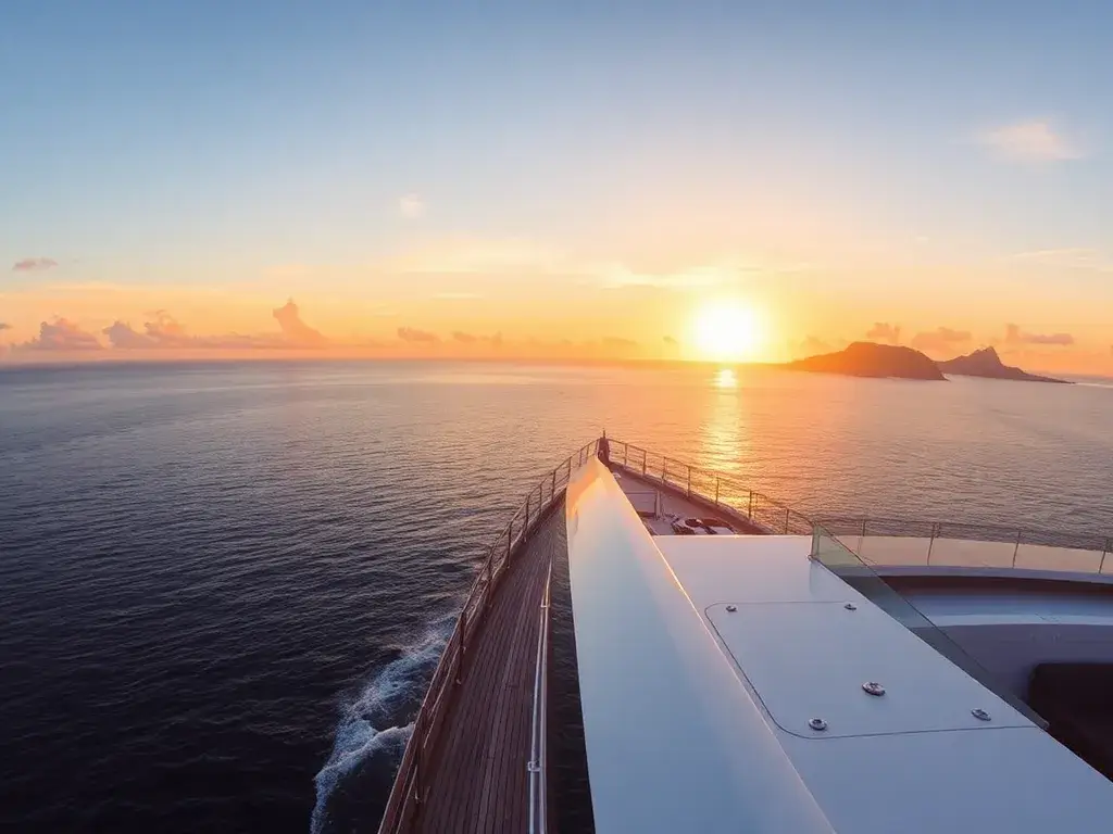 Scenic Luxus Kreuzfahrt Panama–Barbados: 11 Nächte: Eine majestätische Panorama-Aufnahme der Scenic Eclipse II auf dem offenen Meer, Sonnen…