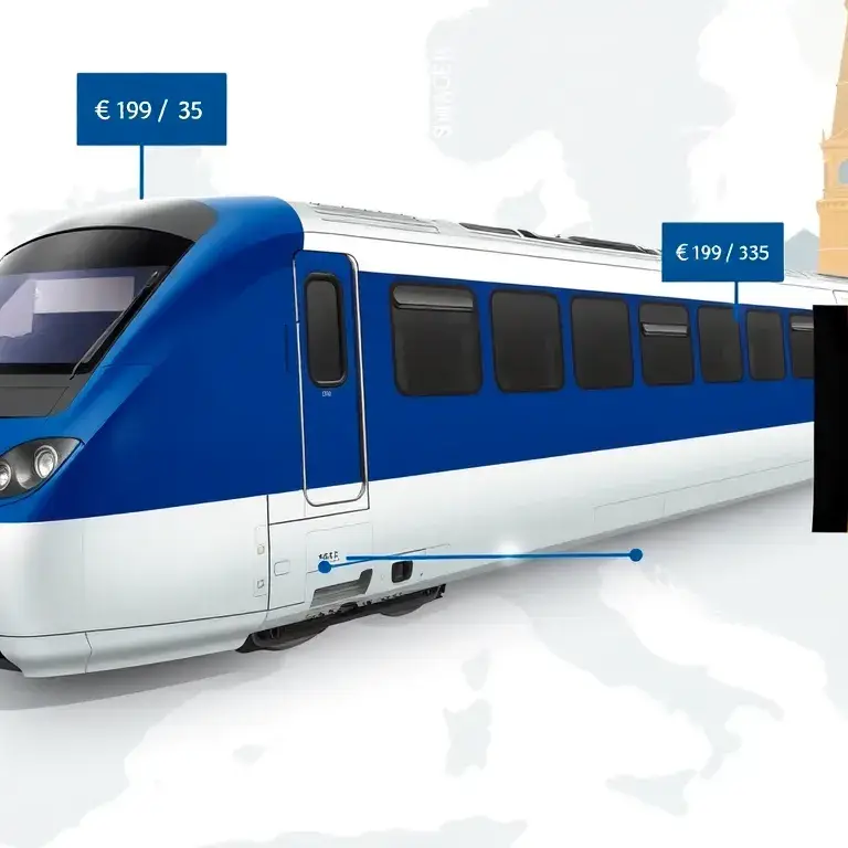 Eurostar Sale Belgien ↔ Deutschland ab €38 r/t: Eine hochauflösende, realistische Darstellung eines Eurostar-Schnellzugs in Blau-Weiß, der …