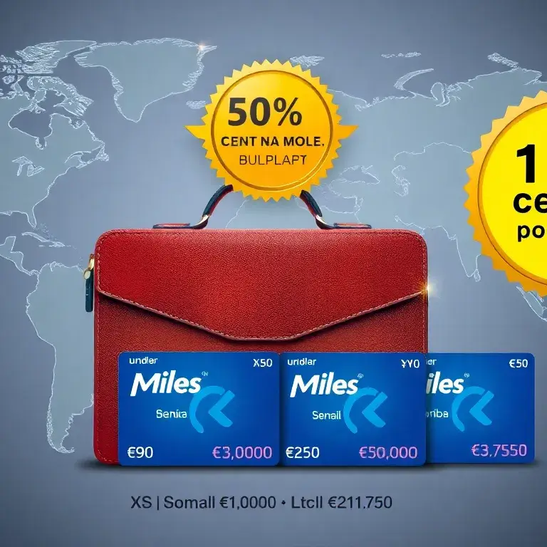 Letzte Chance: 50% Bonus Bundle&Go – 1,17 Cent pro Meile: Detailiertes AI-Bildprompt: Ein hochwertiges Heldenbild im Miles&More-Stil: Eine …