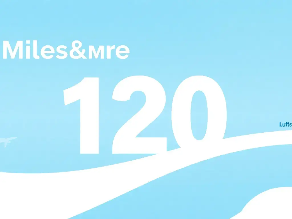 Miles&More: 120 Punkte Premium Economy 2026: Eine hochwertige Header-Illustration für den Blogbeitrag: Miles&More-Logo, Flugzeug-Silhouette…
