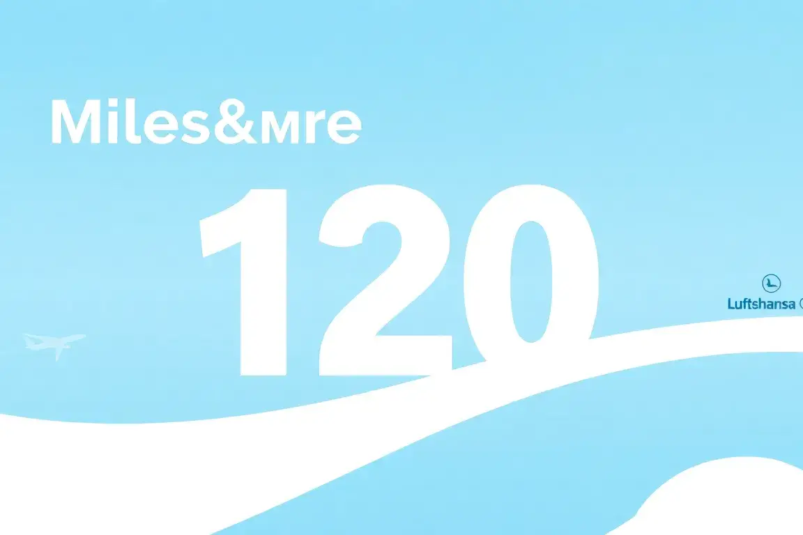 Miles&More: 120 Punkte Premium Economy 2026: Eine hochwertige Header-Illustration für den Blogbeitrag: Miles&More-Logo, Flugzeug-Silhouette…