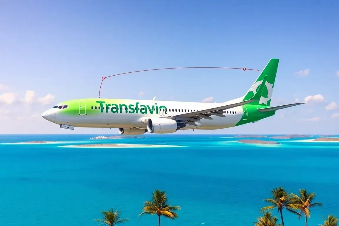 Kapverden: Direktflüge Amsterdam ab 218€: Realistisches, kinoreifes Hauptbild: Eine Transavia Boeing 737 hebt von Amsterdam Schiphol ab; im…